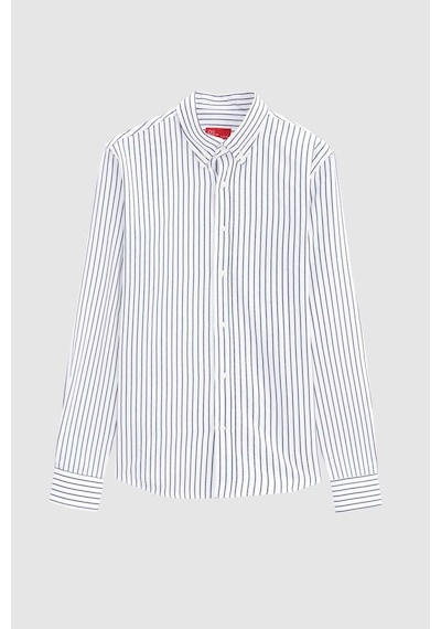 D'S Damat Ds Damat Slim Fit Açık Mavi Çizgili Gömlek 6HC02ORT10265 Mavi