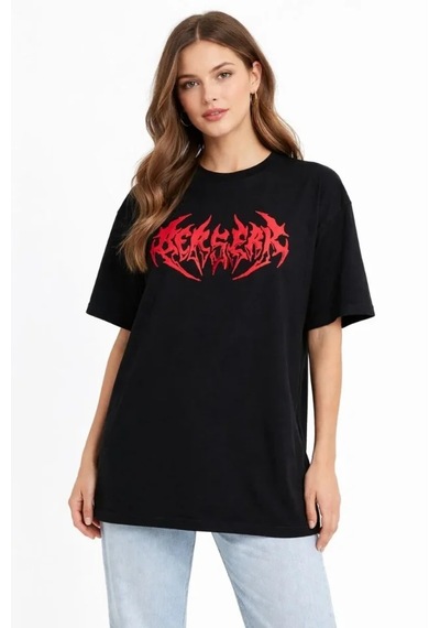 De'charme Baskılı T-shirt Yazlık Kısa Kol Bisiklet Yaka Rahat Kalıp Tişört - Siyah