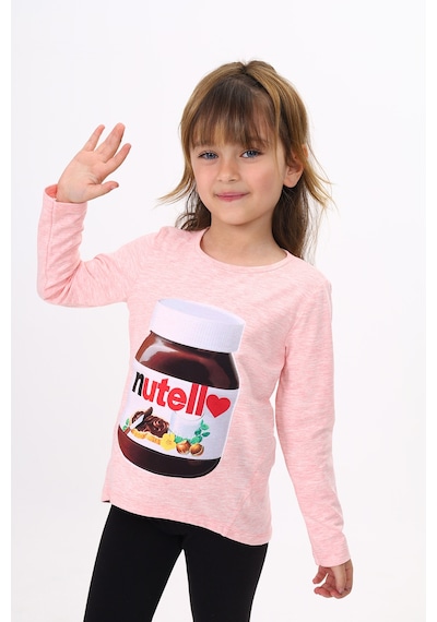 Toontoy Kids Toontoy Kız Çocuk Nutella Baskılı T-shirt Pembe Melanj