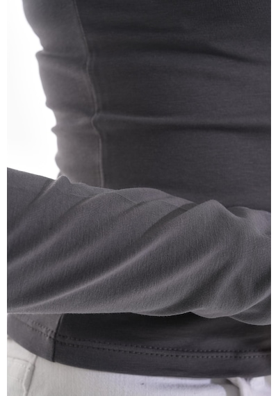 Likralı Pamuk Tişört-slim Fit -füme Füme