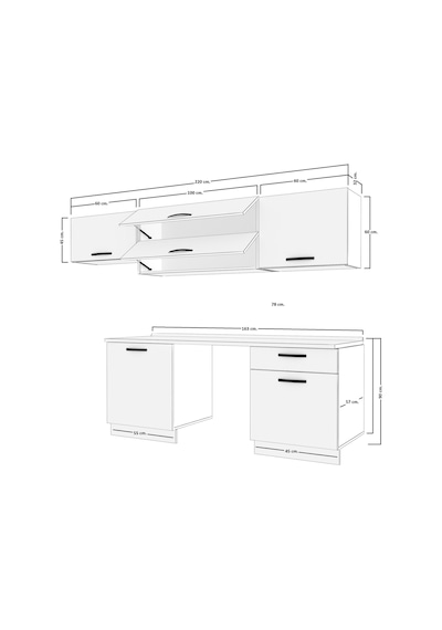 Decoraktiv Elite 220 Mdf Hazır Mutfak Dolabı - Tezgah Dahil - Naturel Ceviz