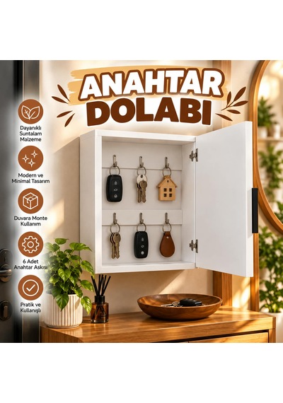 Mini Anahtar Dolabı Beyaz