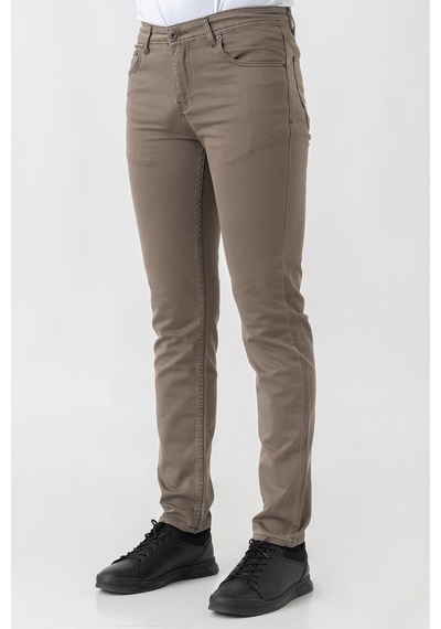 White Stone Bern J2425 Normal Fit Pamuklu Likralı 5 Cep Jean Pantolon Kahverengi