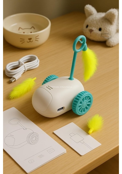 Şarjlı Fırfırlı Araba Modelli Hareketli Evcil Hayvan Oyuncağı, Usb Şarjlı, Otomatik Dönüşlü, Kediler Ve Küçük Köpekler İçin İnteraktif Oyuncak, Dayanıklı Eğlence Oyuncağı