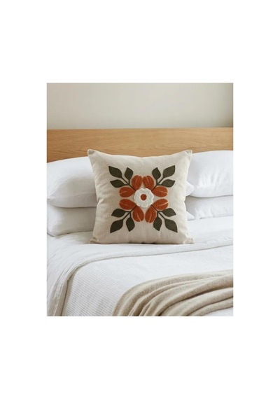 Punch Nakış Kırlent Kılıfı 2 Li 40 Cm X 40 Cm Açık Kahverengi