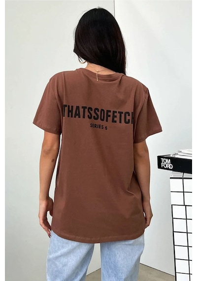Kahverengi Oversize Fetch Series 6 T-shirt - Oversize Baskılı Kahverengi