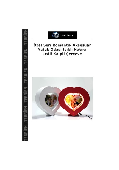 Özel Seri Romantik Aksesuar Yatak Odası Işıklı Hatıra Ledli Kalpli Çerceve