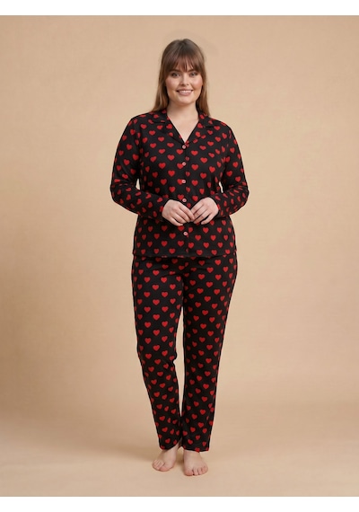 Wordex Mirano 9850 Uzun Kollu Şardonlu Soft Kışlık Düğmeli Büyük Beden Kalpli Kadın Pijama Takımı Siyah Wordex Mirano 9850 Uzun Kollu Şardonlu Soft Kışlık Düğmeli Büyük Beden Kalpli Kadın Pijama Takımı Siyah
