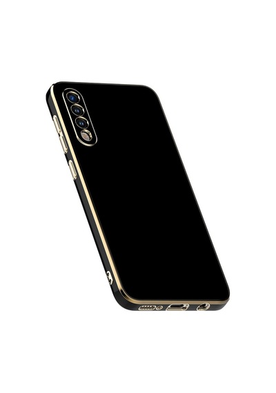 Samsung Galaxy Uyumlu A50 Kılıf Zore Kenarı Gold Renk Silikon Bark Kapak