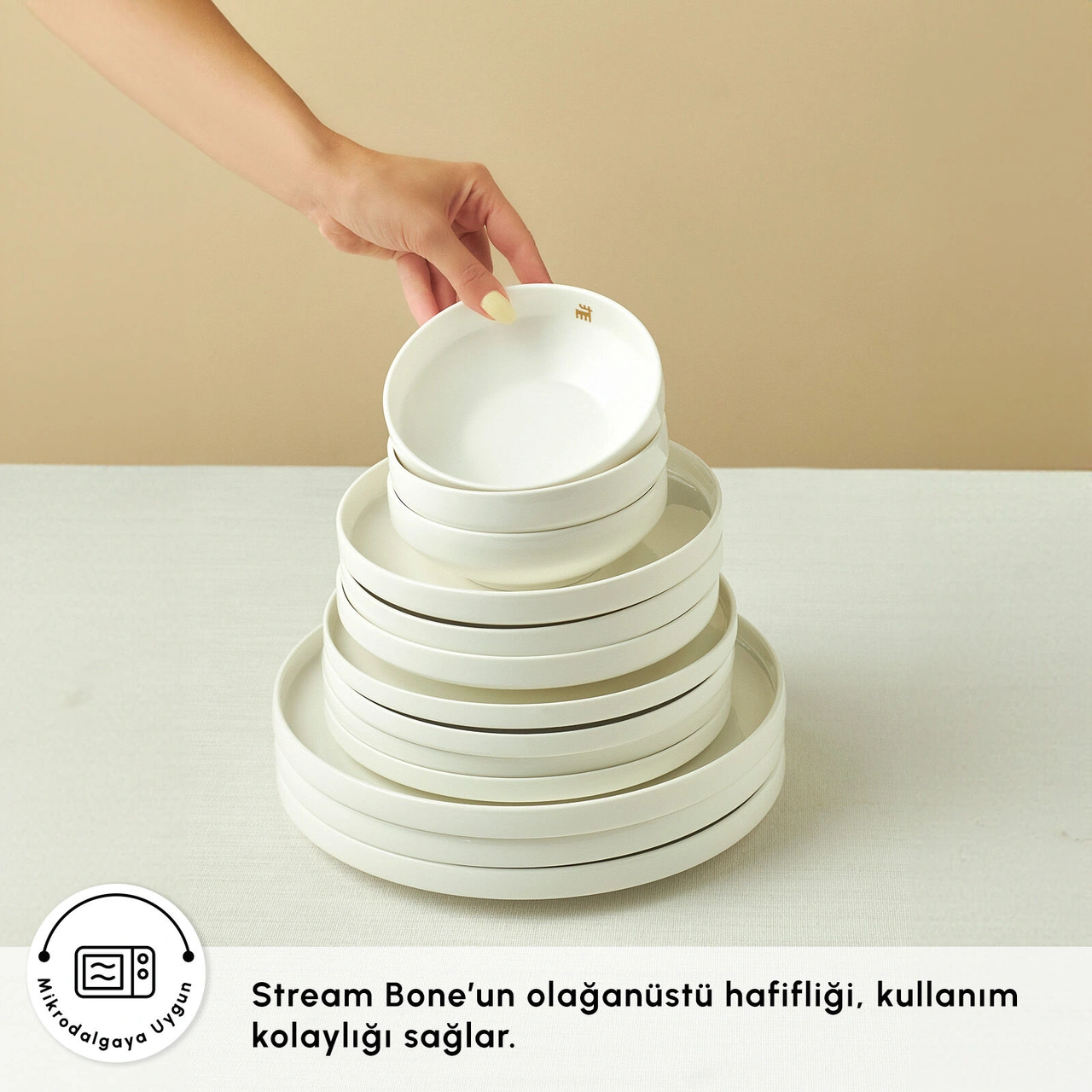 Karaca Stream Bone Sirius Gold Logo 53 Parça 12 Kişilik Yemek Takımı Altın