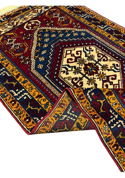 El Dokuma Sıfır Yahyalı Halısı 104x191 Kök Boya %100 Yün Halı Kırmızı