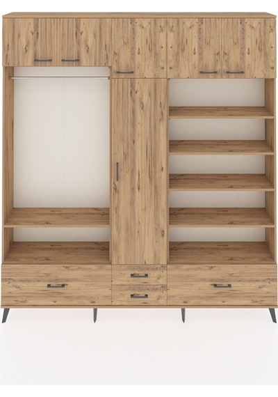 Arges Dolap 18 Raflı 4 Çekmeceli Tek Askılı 220x30x243 Çam-çam/çam Atlas Çam/atlas Çam Arges Dolap 18 Raflı 4 Çekmeceli Tek Askılı 220x30x243 Çam-çam/çam Atlas Çam/atlas Çam