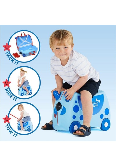 Trunki Köpek Dougie Dog Binilen Ve Sürülen Çocuk Bavulu Mavi