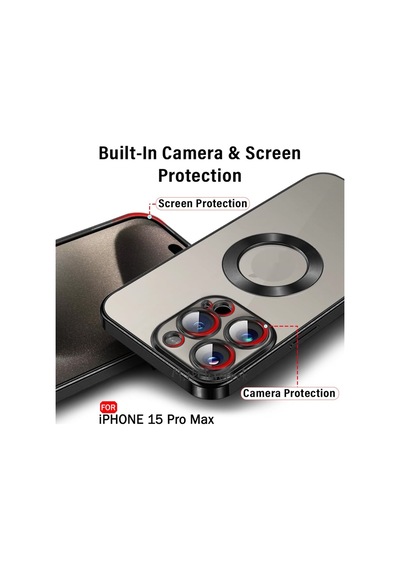 Apple iPhone Uyumlu 15 Pro Max Kılıf Kamera Lens Korumalı Logo Gösteren Arkası Şeffaf Kenarları Renkli Titanium Çok Renkli