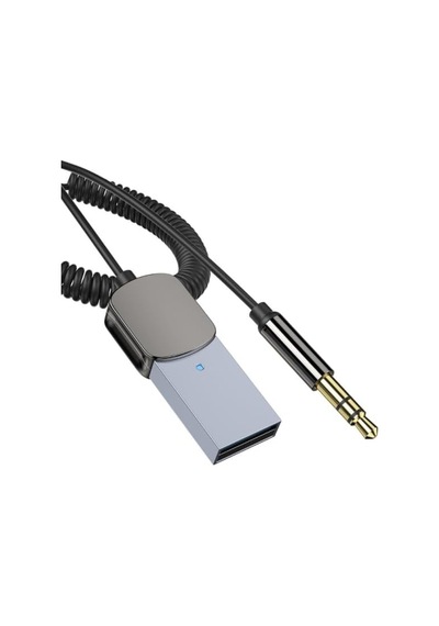 Tr A-13 Usb-a To 3.5mm Aux Bluetooth 5.1 Adaptör Spiral Kablolu Araç Ses Alıcısı