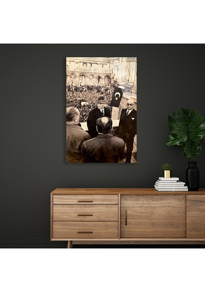 Atatürk Meydanda Hitap - Cam Tablo - Deg0593 50 X 70 Cm
