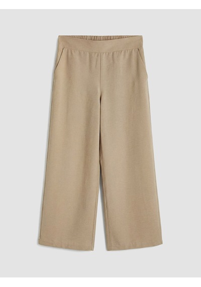 Lcw Modest Bej Beli Lastikli Geniş Paça Kadın Pantolon
