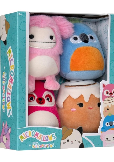 Micromallows Squishmallows Mini Yumuşak Peluş Oyuncak 4 Lü Figür Seti - 6 Cm - Model - 2 Çok Renkli
