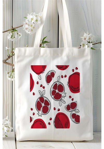 Art Hediye Nar Baskılı Bez Çanta Kişiye Özel Model 1 Çok Renkli