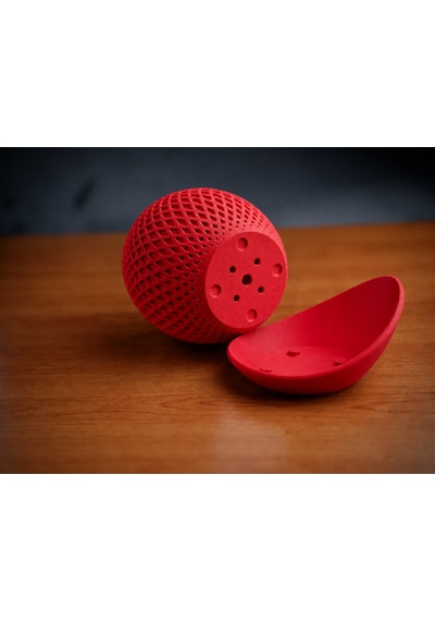 3d Baskı Küre Saksı - Kafes Dokulu İki Parçalı Dekoratif Saksı - Kırmızı-kırmızı