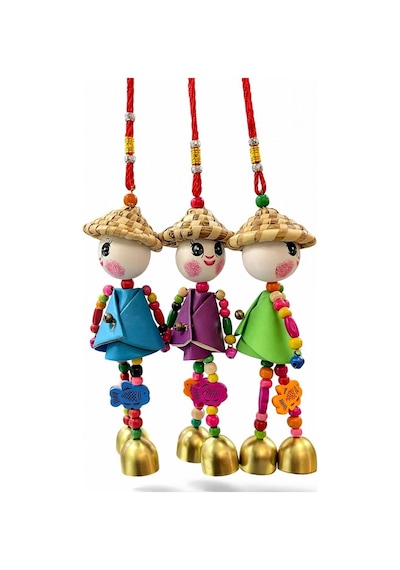 Renkli Boncuklu Şapkalı Bebek Rüzgar Çanı Alk5383