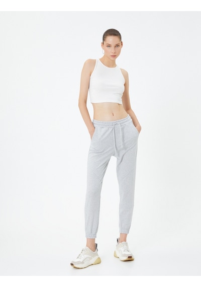 Koton Basic Jogger Eşofman Altı Beli Bağlamalı Cepli Gri 4sal40034ık 4SAL40034IK031 Gri