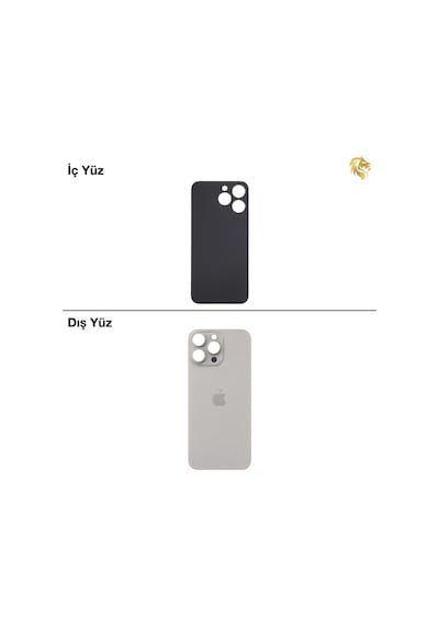 İphone Uyumlu15 Pro Max Naturel Titanyum Renk Arka Kapak Arka Cam Batarya Kapağı Lazer Kesim Kapak Pil Kapağı Standart