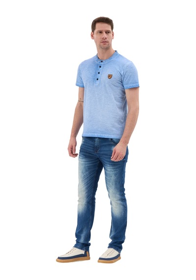 Cipo & Baxx Hakim Yaka Düğmeli Basic Erkek T-shirt Ct835 Mavi