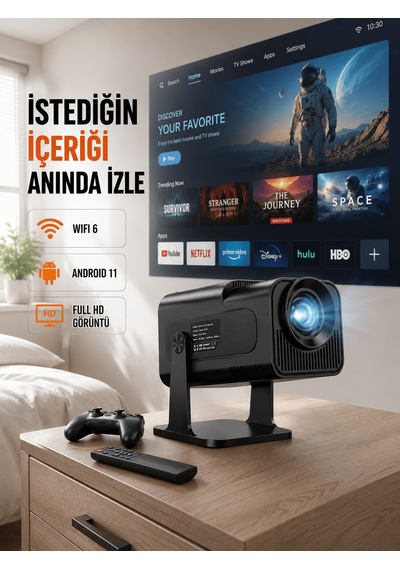 Hcs350pro 1080p Full Hd Taşınabilir Android Projektör Yeni Nesil Tkndy-bsva4969