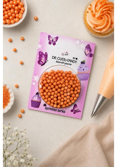 Dr. Gusto 4 Mm Turuncu Boncuk Pasta Süsleme Şekeri