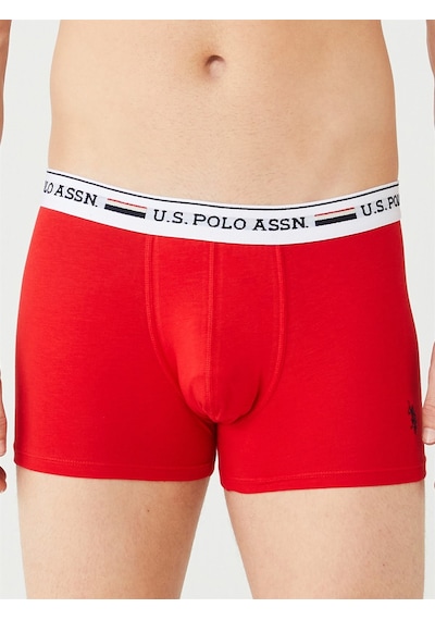 U.S. Polo Assn. Erkek Kırmızı - Gri Melanj - Lacivert 3 Lü Boxer 80431 Kırmızı
