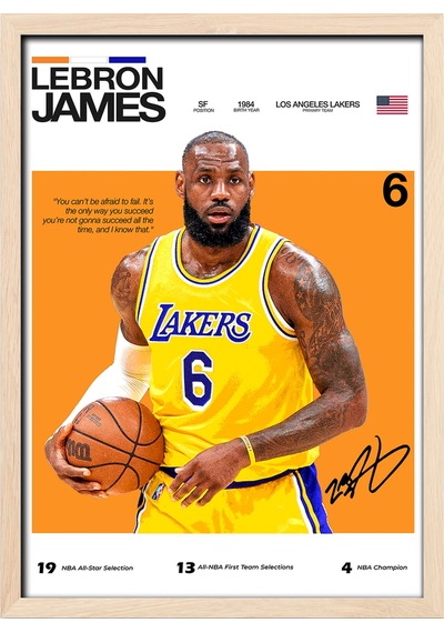 Lebron James King James Ahşap Çerçeveli Poster Tablo Modern Duvar Dekoru