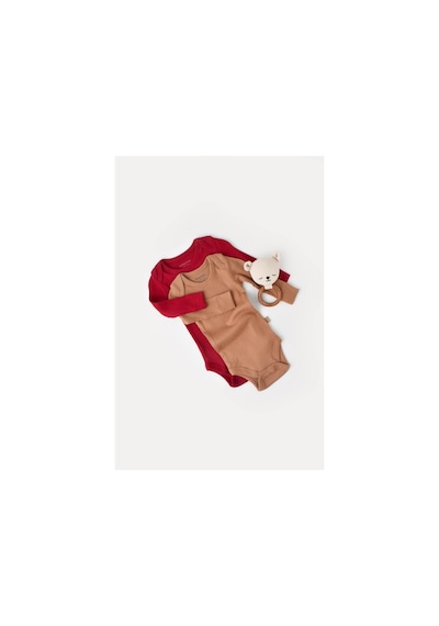 Rebebe Babycosy Modal 2 Li Uzun Kollu Bebek Badi - Bebek Body - Csym1131 (544737691) Kahverengi - Kırmızı