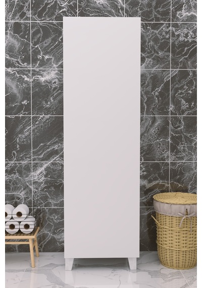 Çok Amaçlı Kapaklı Banyo Dolabı - Yüksek Raflı, Dar Alanlara Uyumlu Depolama Dolabı - Beyaz - 54cm Çok Amaçlı Kapaklı Banyo Dolabı - Yüksek Raflı, Dar Alanlara Uyumlu Depolama Dolabı - Beyaz - 54cm