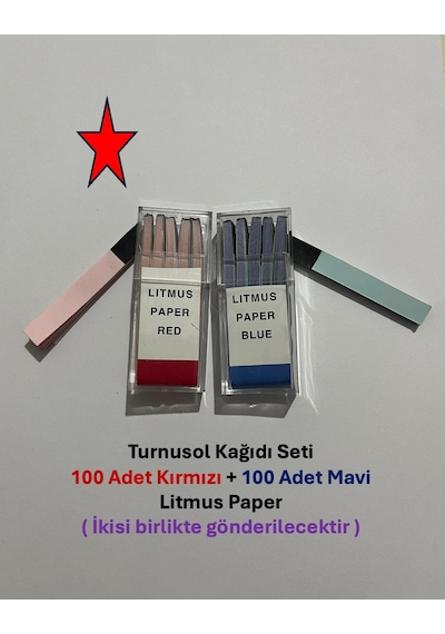 Turnusol Test Kağıdı Seti 100 Adet Kırmızı + 100 Adet Mavi