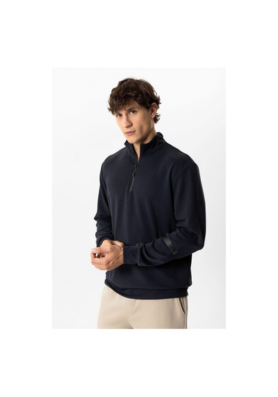 Backandbond Antrasit Regular Fit Dik Yaka Yarım Fermuarlı Sweatshirt