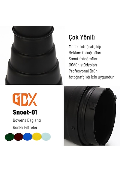 Gdx Sn-01 120mm Çaplı Petekli Snoot Bowens Adaptörlü Stüdyo Flaş