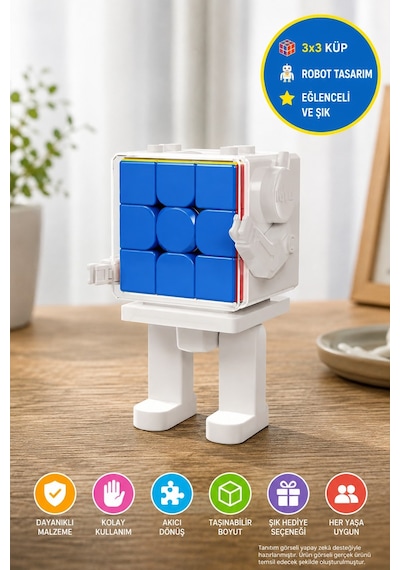 Moyu 3x3 Robot Zeka Küpü Mfjs Meilong Mf8964 Beyaz Bulmaca Oyuncağı 7,8x6x12 Cm