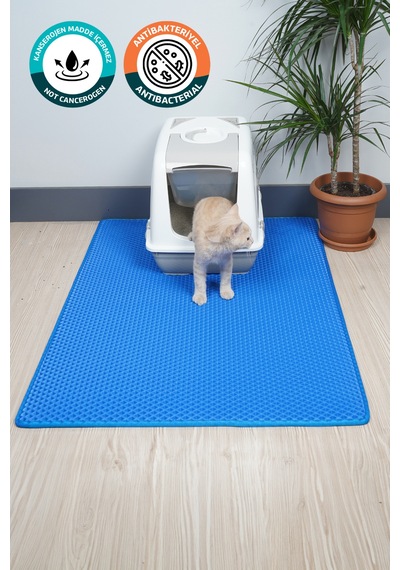 110x150 Cm Hücreli Kedi Kumu Paspası Kedi Matı Kedi Tuvalet Önü Paspası Mavi