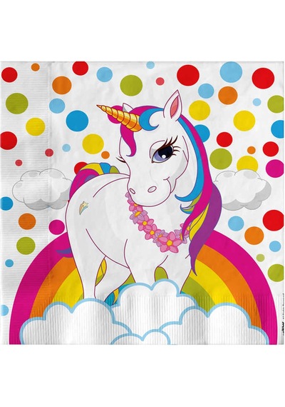 Unicorn Rainbow Kağıt Peçete 33X33 Cm 16'Lı
