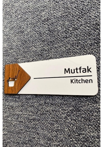 Mutfak Kapı İsimliği Pleksi Yönlendirme Levhası Kendinden Yapışkanlı