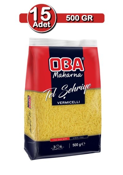 Oba Tel Şehriye Makarna 500 G X 15 Adet Kalabalık Sofra Paketi