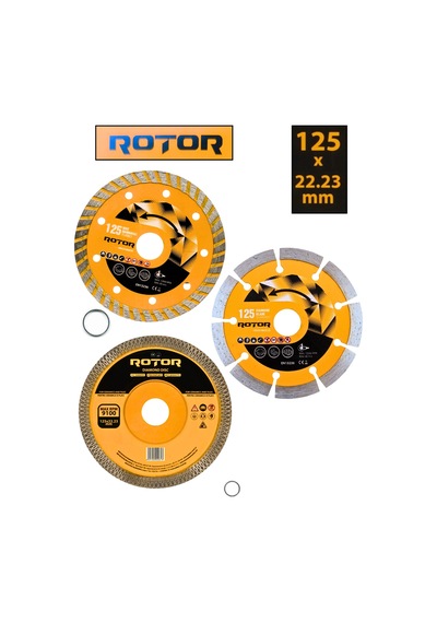 Rotor 125x22,23 Mermer Ahşap Granit Demir Fayans Kesme Disk Ful Set 11 Parça