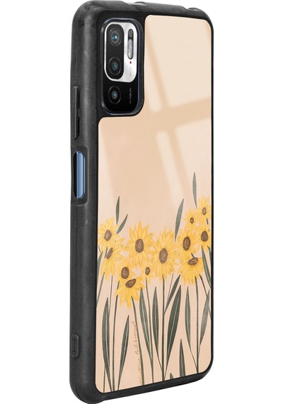 Xiaomi Redmi Note 10 5g Watercolor Sunflower Tasarımlı Glossy Telefon Kılıfı Siyah