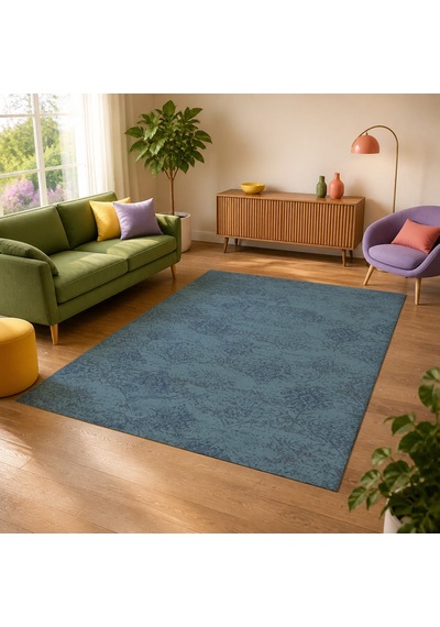 Kartela Halı Liva Halı Jüt Taban Dokuma Halı Mavi - 120 X 180 Cm