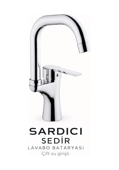 Sardıcı Sedir Lavabo Bataryası Krom Pirinç Gövde Çift Su Girişli Tam Takım