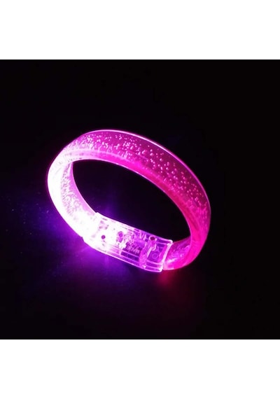 Pembe Led Işıklı Baskı Yapılabilen Pilli Bileklik Bilezik Çok Renkli