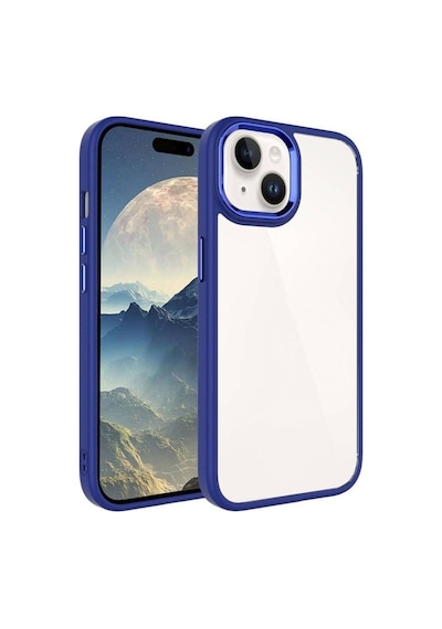 Apple Uyumlu iPhone 15 Plus Kılıf Zore Krom Kapak Lacivert