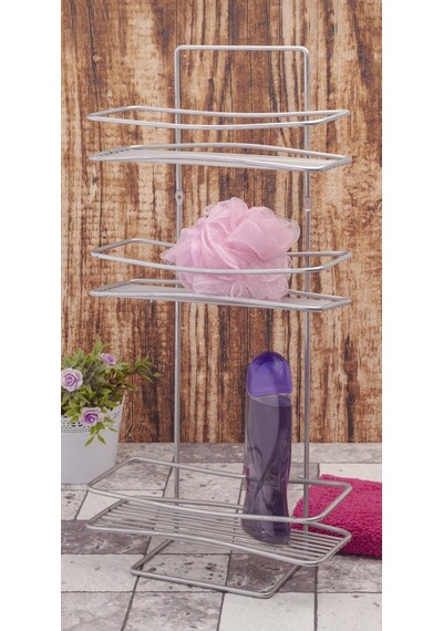 Teknotel Üç Katlı Banyo Duş Rafı Gri Bk006 Çok Renkli