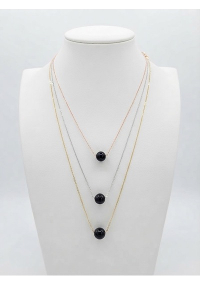 925 Ayar Gümüş Minimalist Oltu Taşı Kolye.rose.gold.rodaj Renk Seçeneği